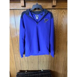 NHL St. Louis Blues Quarter Zip Fleece Pullover Blue Grey Mens Medium
